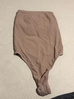 SHEIN Taupe High-Waist Snap Bodysuit